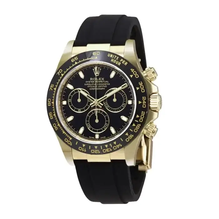 Yellow Gold Rolex Daytona Cosmograph Ceramic Black Dial Rubber Strap 116518LN - Image 2