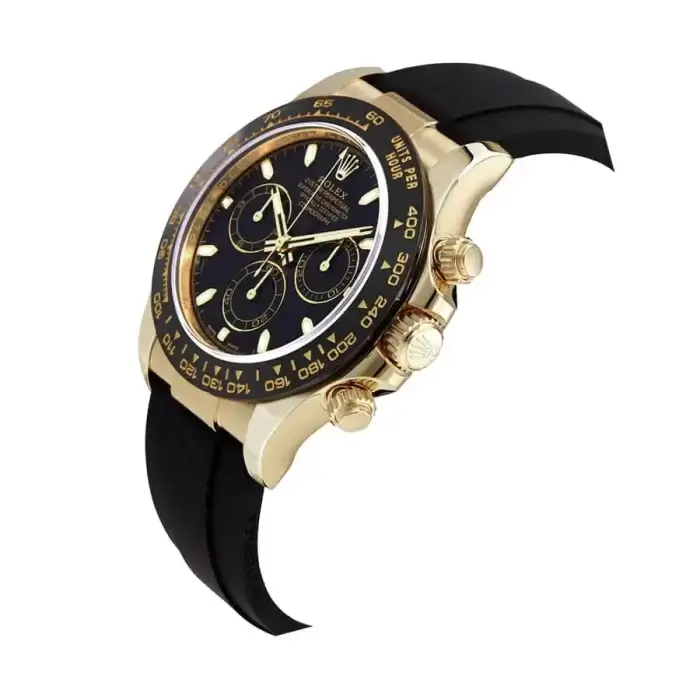 Yellow Gold Rolex Daytona Cosmograph Ceramic Black Dial Rubber Strap 116518LN - Image 3