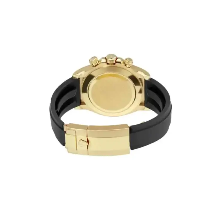 Yellow Gold Rolex Daytona Cosmograph Ceramic Black Dial Rubber Strap 116518LN - Image 4