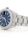 ROLEX ICED OUT DATEJUST 41MM BLUE DIAL AUTOMATIC STAINLESS STEEL WATCH MOISSANITE 21.00CT - Image 2
