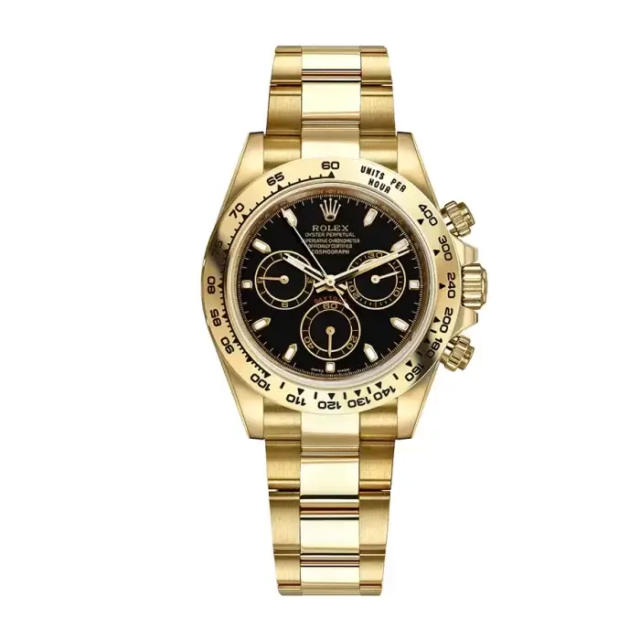 Rolex Cosmograph Daytona Gold 40 Yellow Gold Bezel Oyster Bracelet Black Index Dial 116508