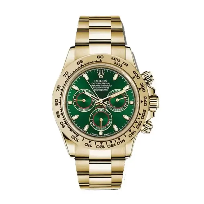 Rolex Daytona Gold 40MM Green Index Dial Yellow Gold Bezel Oyster Bracelet 116508
