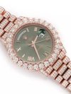 BUST DOWN WATCH ROLEX DAY DATE 40MM GREEN DIAL AUTOMATIC FULL ICED 23.00CT - Image 3