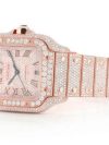Iced Out Cartier SANTOS DE 40MM STEEL ROSE GOLD FULL ICED MOISSANITE ROMAN DIAL WATCH - Image 2
