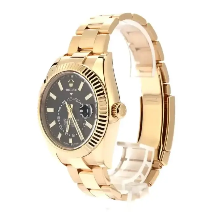 Rolex Sky-Dweller Black Dial Yellow Gold 42MM Fluted Bezel Oyster Bracelet 326938 - Image 2
