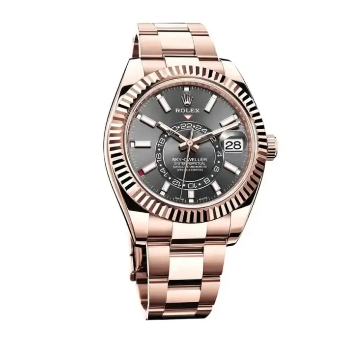 Rolex Sky Dweller Rose Gold 42MM Dark Rhodium Index Dial Fluted Bezel Oyster Bracelet 326935 - Image 3