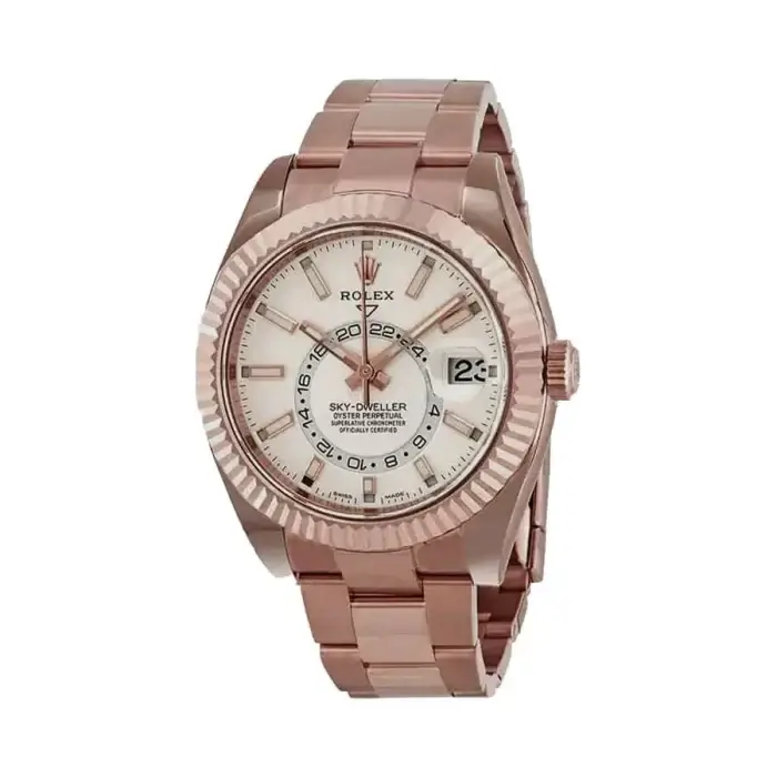Rolex Sky Dweller Steel Rose Gold White Index Dial Fluted Bezel Oyster Bracelet 326935 - Image 3