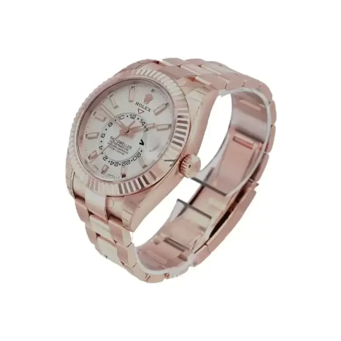 Rolex Sky Dweller Steel Rose Gold White Index Dial Fluted Bezel Oyster Bracelet 326935 - Image 5