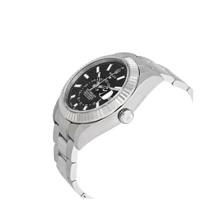 Rolex Sky Dweller Stainless Steel 42MM Black Index Dial Fluted White Gold Bezel Oyster Bracelet 326934 - Image 4