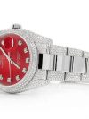 Iced Out Rolex Datejust 36MM SILVER RED DIAL AUTOMATIC MOISSANITE WATCH 14.00CT - Image 3