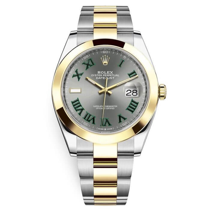 Two Tone Rolex Datejust 41mm Wimbledon Dial Oyster Watch Replica