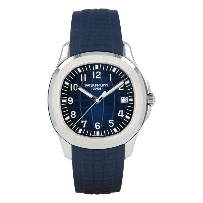 PATEK PHILIPPE AQUANAUT BLUE DIAL & STRAP WHITE GOLD WATCH