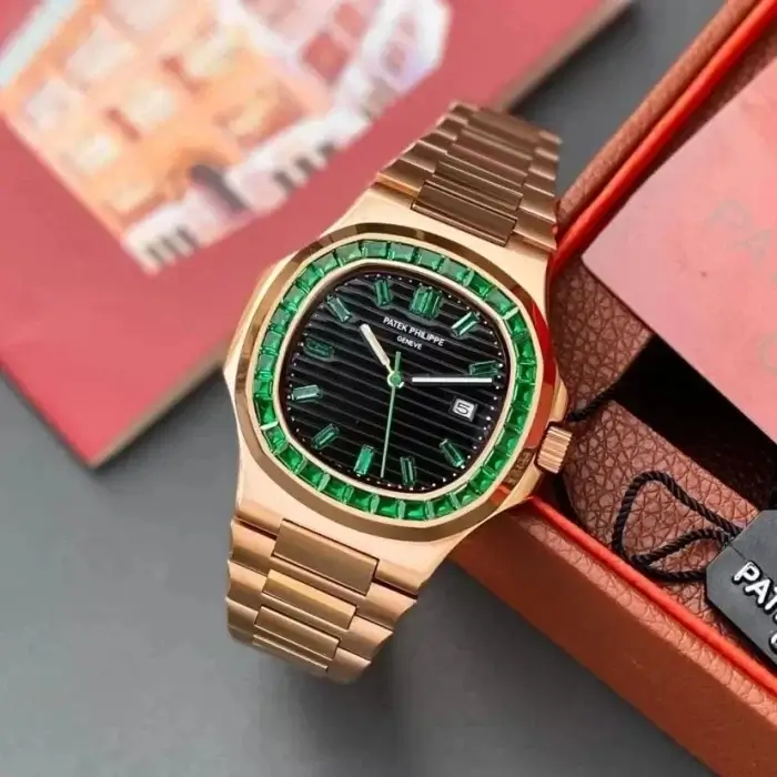 Patek Philippe Green Emerald Watch 40.5MM Rose gold Diamond