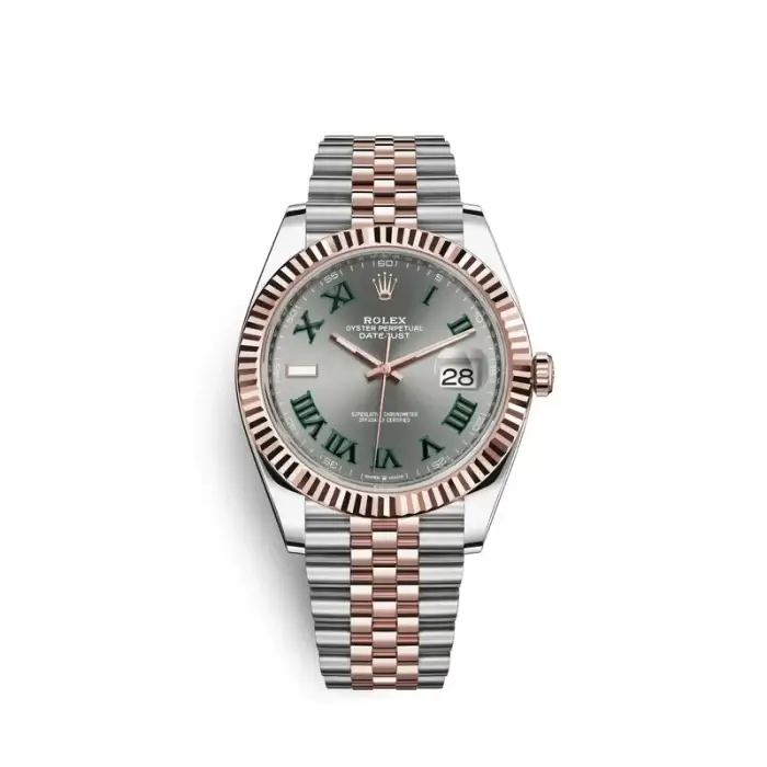 Rolex Datejust Grey Dial Green Numbers 41mm Jubilee Replica Watch