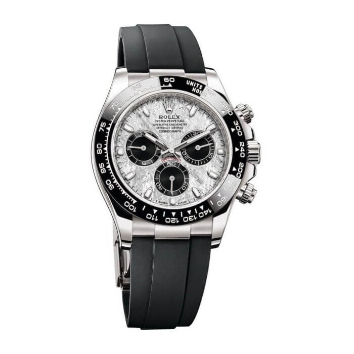 Rolex daytona white gold meteorite dial Cosmograph Daytona 40 Watch Black Index Dial Black Oysterflex Strap Watch 116519LN - Image 2