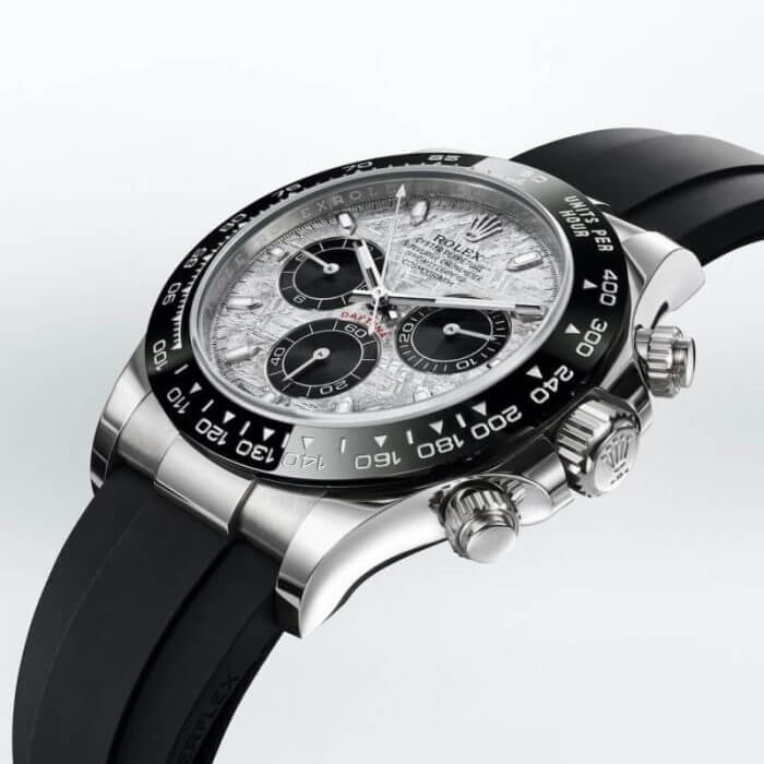 Rolex daytona white gold meteorite dial Cosmograph Daytona 40 Watch Black Index Dial Black Oysterflex Strap Watch 116519LN - Image 6