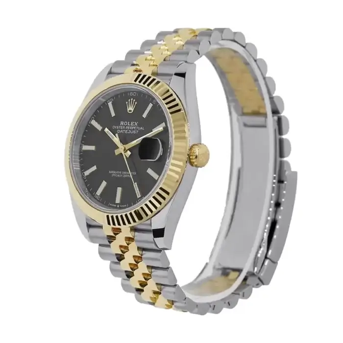 Rolex Datejust 41 Black Dial Gold Replica Watch For Men - Image 2