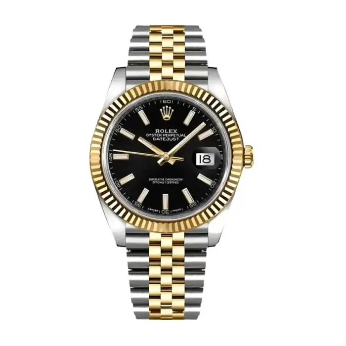 Rolex Datejust 41 Black Dial Gold Replica Watch For Men