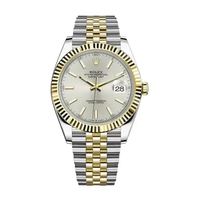 Rolex Datejust Yellow Rolesor Silver Dial Replica Watch