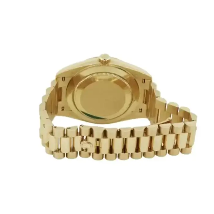 Rolex Day-Date 40 Yellow Gold Silver Dial Diagonal Motif Index & Fluted Bezel President Bracelet 228238 - Image 4