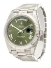 Rolex Day Date 40 Platinum Olive Green Dial Replica Watch - Image 3