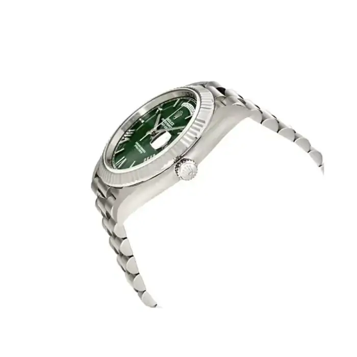 Rolex Day Date 40 Platinum Olive Green Dial Replica Watch - Image 4