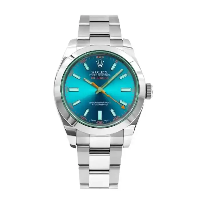 Rolex Milgauss Z Blue Dial Green Crystal Stainless Steel Oyster Bracelet 116400GV