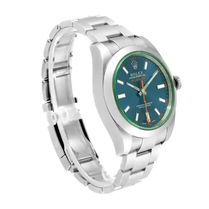 Rolex Milgauss Z Blue Dial Green Crystal Stainless Steel Oyster Bracelet 116400GV - Image 2