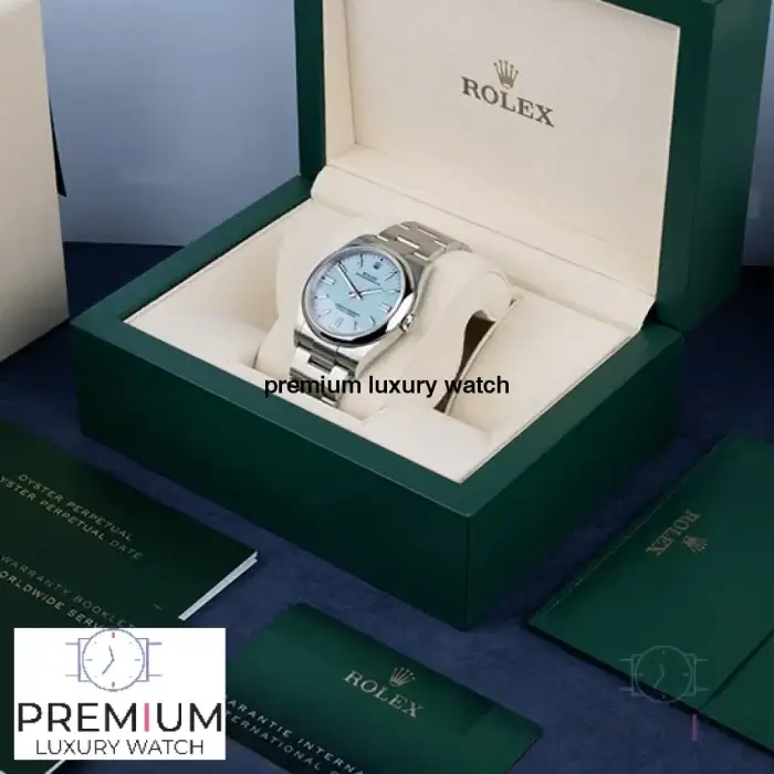 Rolex Oyster Perpetual 36MM Blue Turquoise Index Dial & Smooth Domed Bezel Oyster Bracelet Watch 126000 - Image 5