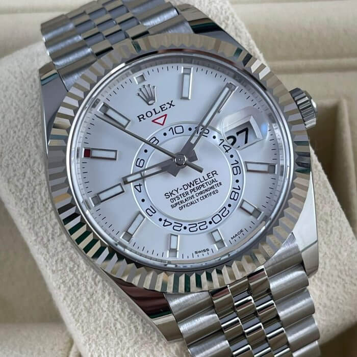 Rolex Sky Dweller White Gold 42MM White Dial Bezel Steel Jubilee Men's Watch 326934 - Image 2