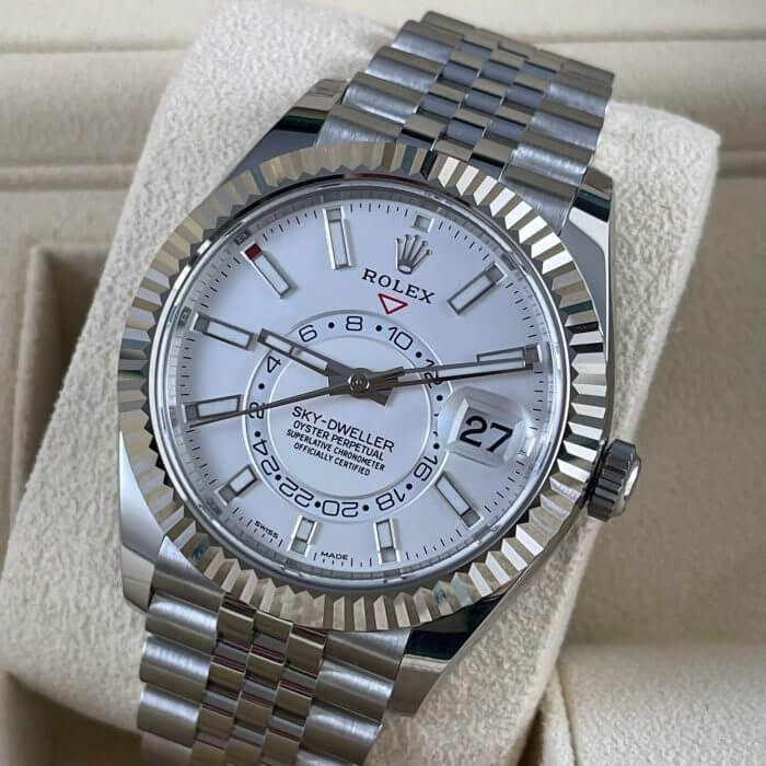 Rolex Sky Dweller White Gold 42MM White Dial Bezel Steel Jubilee Men's Watch 326934 - Image 3