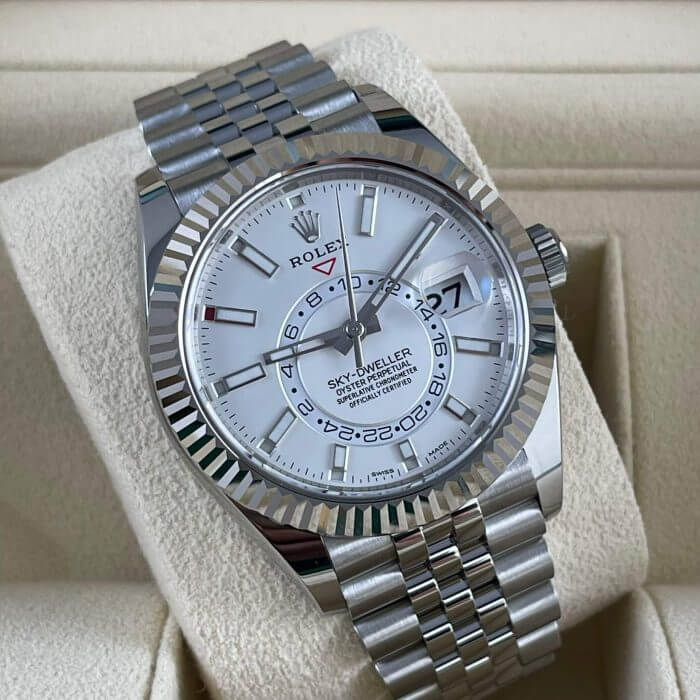 Rolex Sky Dweller White Gold 42MM White Dial Bezel Steel Jubilee Men's Watch 326934 - Image 4