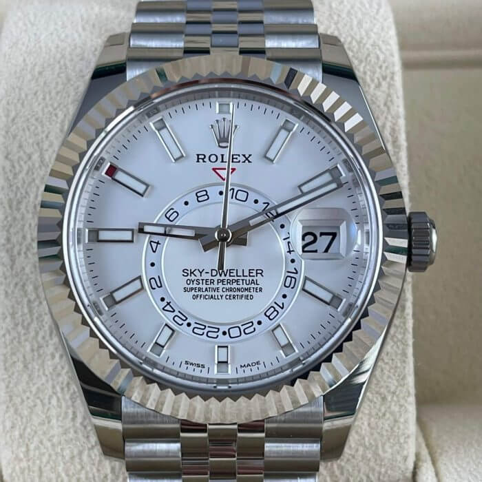 Rolex Sky Dweller White Gold 42MM White Dial Bezel Steel Jubilee Men's Watch 326934 - Image 6