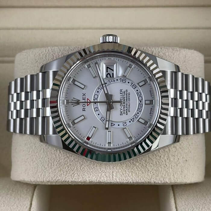 Rolex Sky Dweller White Gold 42MM White Dial Bezel Steel Jubilee Men's Watch 326934 - Image 7