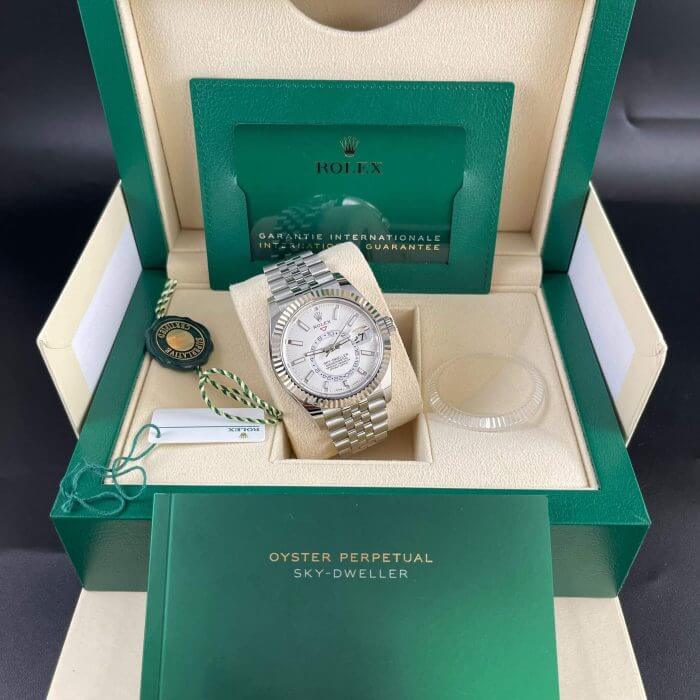 Rolex Sky Dweller White Gold 42MM White Dial Bezel Steel Jubilee Men's Watch 326934 - Image 9