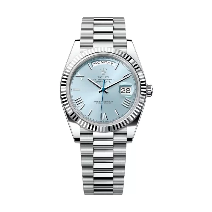 Rolex Day Date 40 Platinum Ice Blue Replica Watch